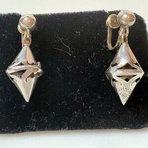 Unique Vintage Taxco Mexico Sterling Silver Mid-centuryModernist Earrings